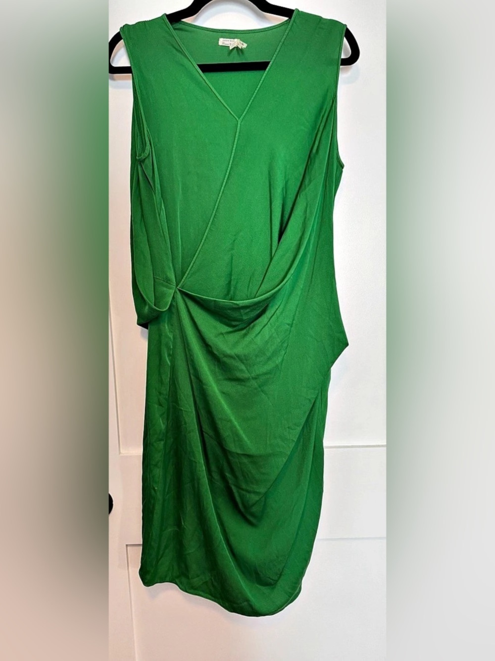 Leon Max Draped Midi Dress in Green Size 10 Like New